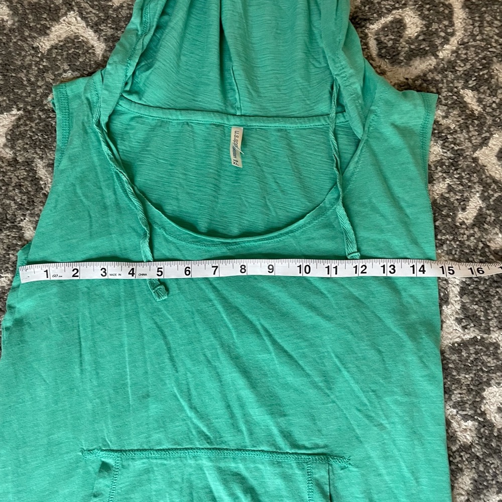 WOMENS HOODED TANK WITH POCKET AQUA SIZE XL - Picture 6 of 9